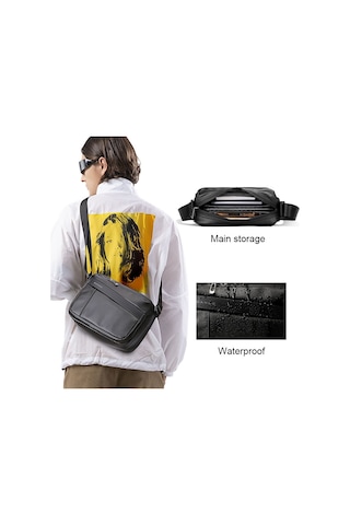 Bange Bg-7670 Erkek Omuz Askılı Crossbody Göğüs Çantası Siyah
