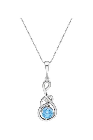 Chavin Topaz Sol Anahtarı Zirkon Taşlı Gümüş Kolye Eu88