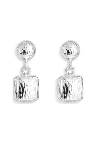 Zyra Gümüş Minimal Kare Formlu Silver Renk Küpe Modern Şık Günlük Kadın Küpesi