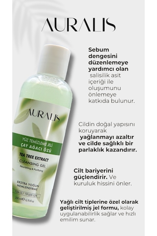 Auralis Çay Ağacı Özlü Yüz Temizleme Jeli Arındırıcı Ve Dengeleyici 200 Ml