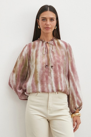 Uterpe Multicolor Degrade Desenli Balon Kol Bluz Bej