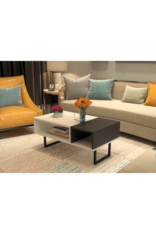 Drop Orta Sehpa Beyaz Antrasit