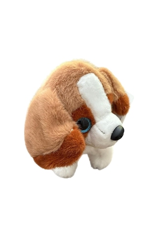 Havlayan Sesli Sevimli Ayakta Durabilen Peluş Köpek Oyuncak 25 Cm Kahverengi
