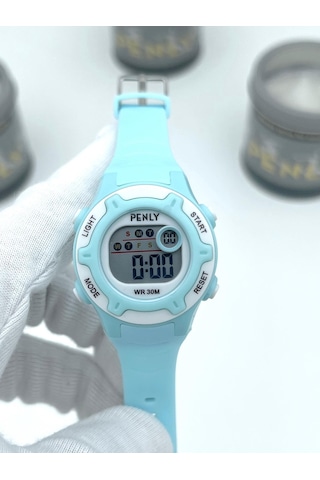 Penly Su Geçirmez Dijital Çocuk Kol Saati 8203 Model Açık Turkuaz +4 Renk Kronometre-alarmlı 5atm