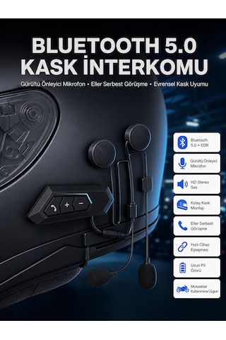 Intercom Bluetooth Kask Kulaklık Motosiklet Kulaklık 5.0 Bluetooth - Bayi Depom