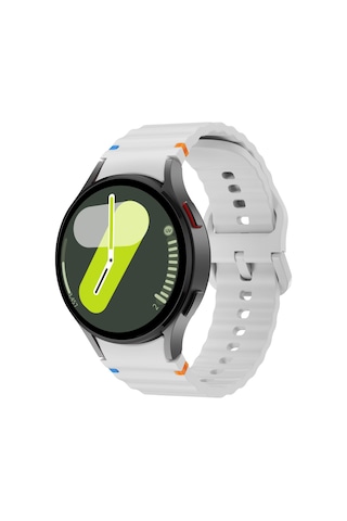 Samsung Galaxy Watch 7 40mm-44mm İle Uyumlu Metal Tokalı Dalgalı Spor Silikon Kordon