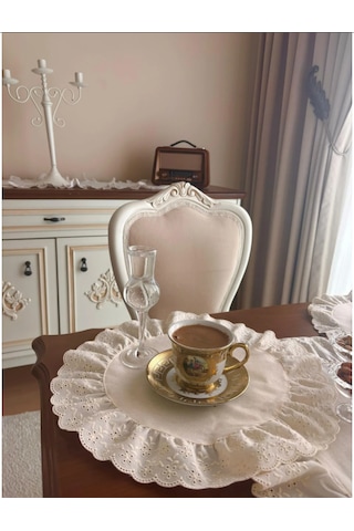 Nurgitahome %100 Pamuk Ham Keten Fisto Fırfırlı Supla 1 Adet 40x40 Bej