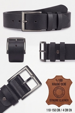Titan Belt- %100 Hakiki Deri Tek Parça 4 Cm Erkek Kemer Siyah