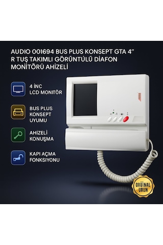 Audıo 001694 Bus Plus Konsept Gta 4 R Tuş Takımlı Görüntülü Diafon Monitörü Ahizeli