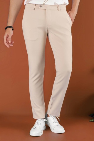 P 1123 Slim Fit Bej Spor Pantolon Bej