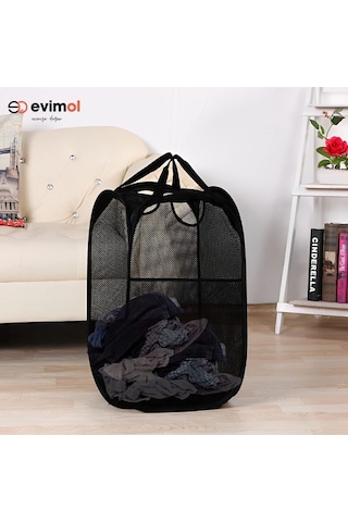 Çamaşır Sepeti & Oyuncak Filesi Orta Boy 40 40 70 Cm Plastik Siyah 70 X 40 Tr Diğer
