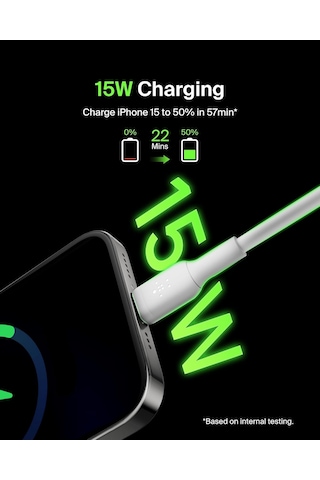 Boost Charge Usb C Şarj Kablosu, Usb-c, Usb-a Kablosu, iPhone Uyumlu 16, 15, S24, S23, Google Pixel, İpad , Switch Daha Fazlası İçin, 1 Metre, 2' , Sku: Smg8690010118158
