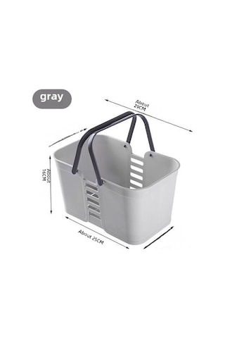 Yaozixa Banyo Gereçleri İçin Yüksek Kapasiteli, Su Tüpü Özellikli, Kalın Plastik, Taşınabilir Kare Depolama Sepeti Gri Diğer