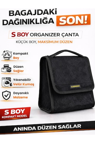 Oto Bagaj Organizer Bagaj Çantası S Boy Kaymaz Cırt Bantlı Velur Kompakt Düzenleyici - Scx3