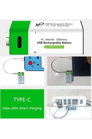 Hallow E15507-2 C Tipi Bağlantı Noktası Şarj Edilebilir 9v