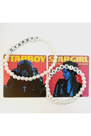 Crystal Atelier Starboy & Stargirl İnci Boncuklu Çift Sevgili Bileklik Seti Beyaz
