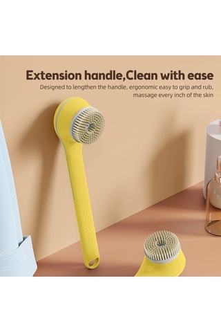 Dancemonkey Şarj Edilebilir 6 Başlıklı Vücut Fırçası - Ipx7 Su Geçirmez, 3 Hızlı Ayar, Koyu Sarı, Sağlıkçılar İçin Sarı