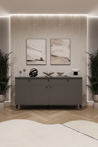 Asra Trend Lüks Konsol Tv Ünitesi %100 Mdf Salon Ve Yemek Odası Ünitesi Knsl03 Koyu Gri
