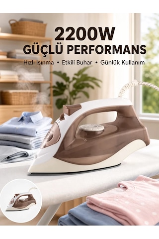 Hepsi Buharlı Ütü 2200w Kireç Önleyici Self Clean Damlatmaz Kahverengi Najmaddin