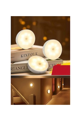 Hareket Sensörlü - Dekoratif Gece Lambası - Usb Şarjlı Led 3 Adet