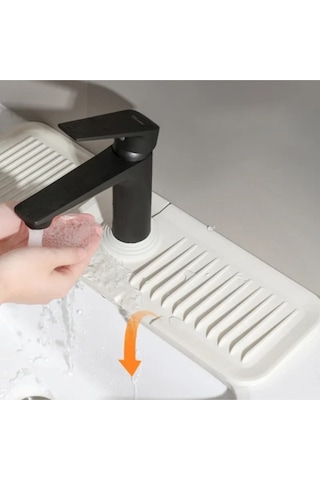 Beyaz Bulaşık Süngeri Banyo Lavabo Tezgahı Koruyucu Silikon Musluk Matı Su Geçirmez Kaymaz Plastik B Diğer