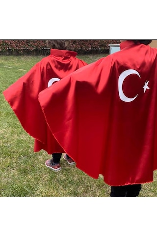 23 Nisan Kostüm Bayrak Pelerin Kırmızı