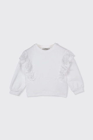 Panço Kız Bebek Fisto Detaylı Beyaz Sweatshirt