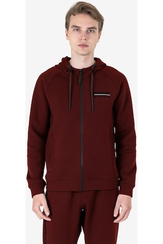 Lescon Bordo Erkek Fermuarlı Kapüşonlu Sweatshirt 23n-1121