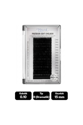 Misyul 0.10d Dramatik Kıvrım 15 Mm Soft Eyelash Doğal İpek Kirpik 16'lı