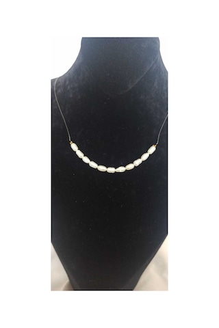 24k Altın Kaplama Hayalet İp Gerçek İnci Kolye Beyaz Çok Renkli