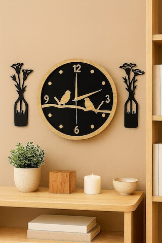40 Cm Mdf Duvar Saati, Dekoratif Tasarım, Sessiz Mekanizma, Şık Ve Dayanıklı Ev Ve Ofis Dekorasyonuna Değer Katar No: Mrc01 Siyah
