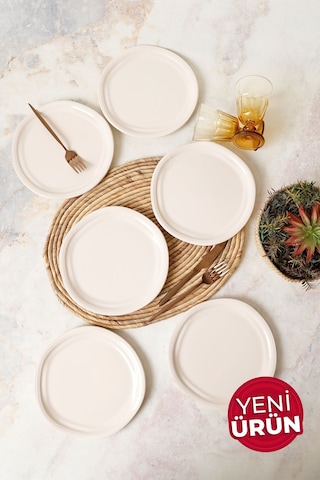 Keramika Krem Bloom Pasta Tabağı 24 Cm 6 Adet 030 Krem