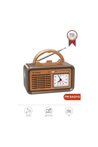 Torima D60 Kahverengi Nostalji Radyo Kablosuz Bluetooth Hoparlör