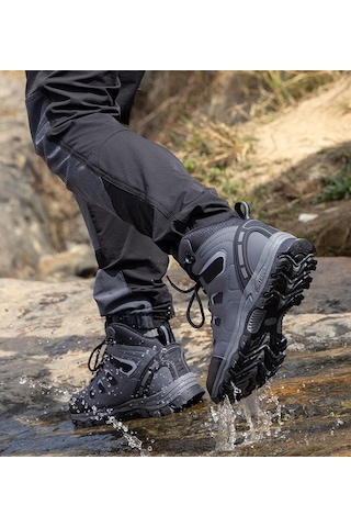 Yeni Dört Mevsim Açık Hava Yürüyüşü Orta-yüksek Erkek Yürüyüş Botları Siyah