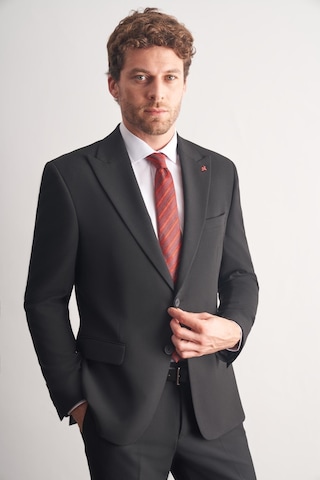 İmza Siyah Kırlangıç Yaka Tam Astar 6 Drop Slim Fit Takım Elbise 1001255162 Siyah