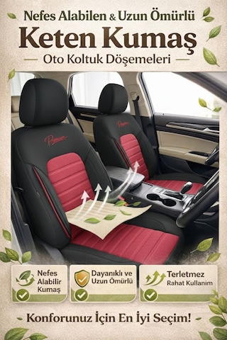 Premium Serisi Lüks Keten Oto Koltuk Kılıfı Volkswagen Bora-golf-jetta-polo Uyumlu Bordo