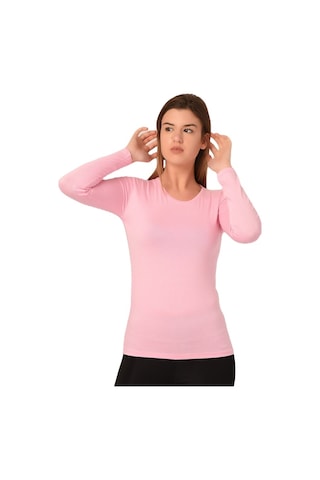 Disentis Yuvarlak Yaka Uzun Kollu Viskon Pembe Body