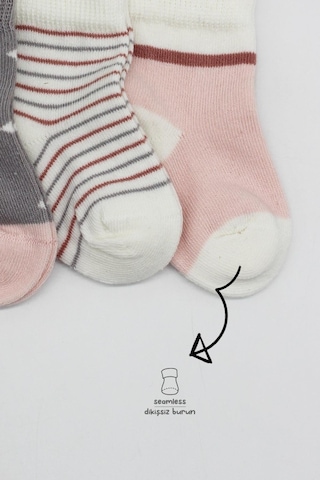 Akıllı Bayi 3'lü Penye Kız Soket Çorap 10112 Gri Renkli