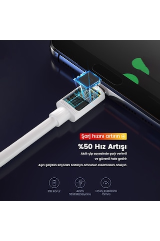 DM SL010 USB to Lightning Apple iPhone Uyumlu 2.4A Hızlı Şarj ve Data Kablosu Beyaz 1 Metre