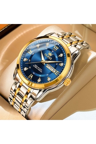 Fastbuy Ölçüsü 5513, Erkek İş Saati, Mavi-altın Renkli, Su Geçirmez, Kuvars, Çok Renkli Çok Renkli