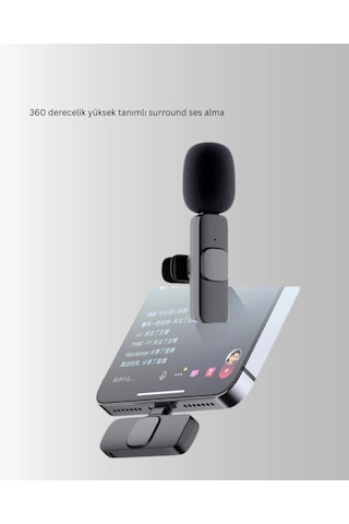 Ceylan Adam Apple Uyumlu iPhone Çift Mikrofonlu Kablosuz Yaka Seti Profesyonel Ses Çok Renkli
