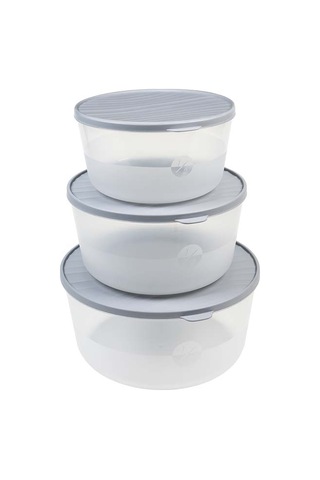 Yuvarlak Saklama Kabı Seti 3 4.5 6.5 L Kırılmaz, Çizilmez & Sızdırmaz Gri