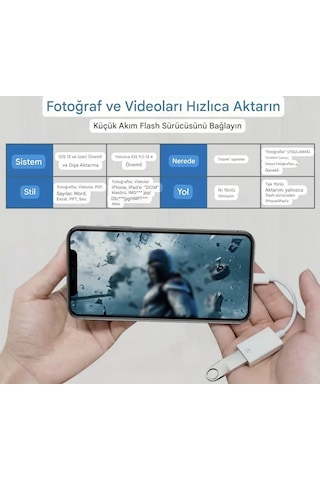 E-kervan Apple Uyumlu iPhone Lightning To Usb Çevirici Dönüştürücü Tak Ve Çalıştır 1 Adet