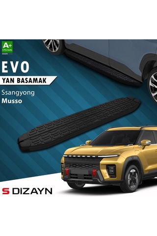 S-dizayn Ssangyong Musso Elektrikli Evo Siyah Yan Basamak 223 Cm 2025 Üzeri A+ Kalite
