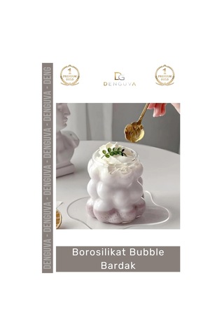 Bardak Isıya Dirençli Şeffaf İnce Tasarım Çay Kahve Sunum Dayanıklı Borosilikat Bubble Bardak Çok Renkli