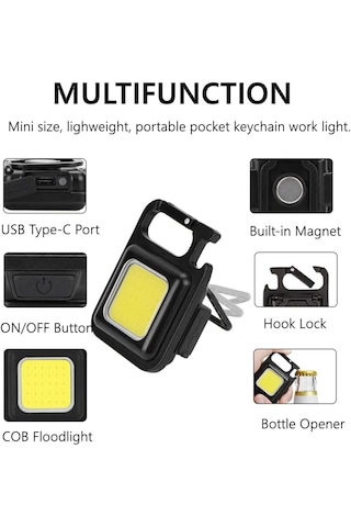 Led Anahtarlık 3 Modlu Çakar-düz Siyah