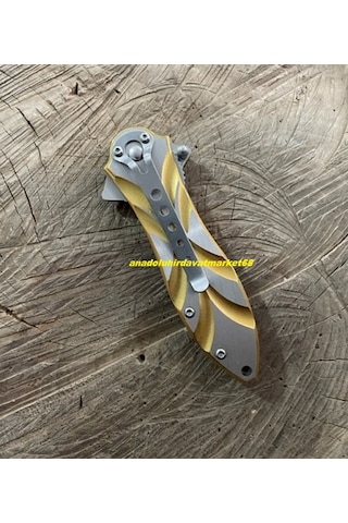 Haps Carbon Çelik Özel Cep Çakısı Kamp Çakısı Çelik Gövde Klipsli Mini Çakı 10cm Sarı