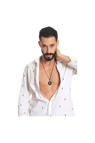 Erkek Siyah Oksit Kaplama Spiritüel Simge Uçlu Kolye Siyah