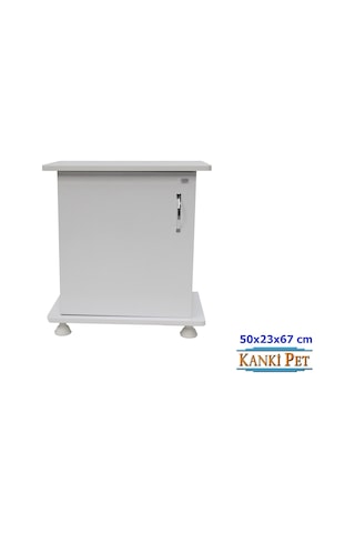 Kanki Pet Mdf Akvaryum Sehpa Beyaz Düz 50 x 23 x 67 CM