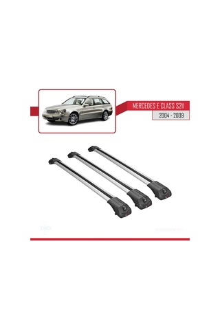 Mercedes E Class S211 2004-2009 Arası İle Uyumlu Ace-1 Ara Atkı Tavan Barı Gri 3 Adet Bar